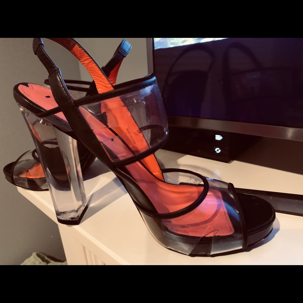 Black Clear Heel  Slingback